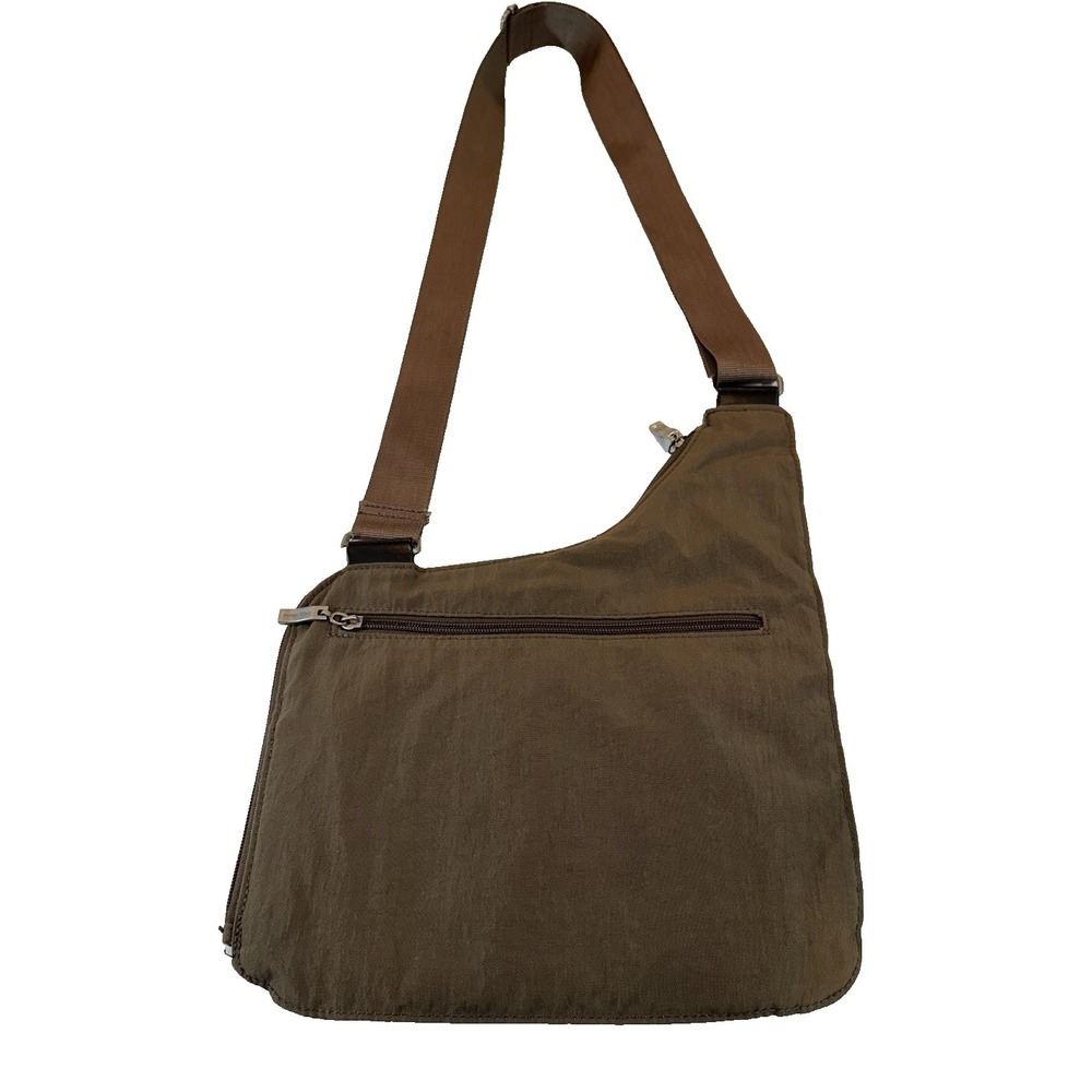 Baggallini Uptown Nylon Crossbody Sling Organizer Bag Travel Brown Khaki Medium - Picture 2 of 9